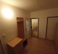 Veľký 2 izbový byt na Severe na predaj - Osvetlená predsieň s podlahou s dreveným dekorom, skrinkou, vešiakom a presklenými dverami.