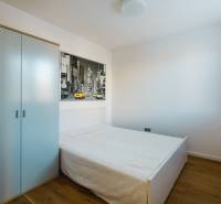 PREDAJ  kompletne prerobený 3 izbový rodinný dom, Nitra - centrum - Spálňa v rodinnom dome s jednoduchou posteľou, skriňou a podlahou s dreveným dekorom.