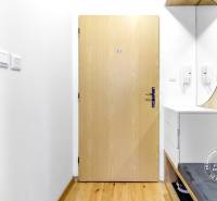 Krásny 3i byt, LODŽIA, PARKING, Dúbravka, Cabanova - Vstupná chodba s dreveným dekorom a zrkadlom v 3-izbovom byte.