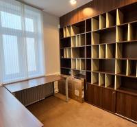 Prenájom nadštandardne zariadených kancelárií  v centre, 151 m2 - Kancelária na ulici Radlinského s veľkou poličkou a stolom pri okne.