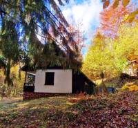 Útulná chata polosamota Tále Nízke Tatry - Chata v jesennom lese na ulici Tále v Bystrú, obklopená farebnými stromami.