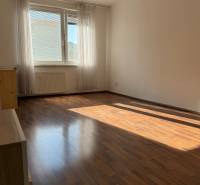 3-izbový byt prerobený na 4-izbový – Ku Bratke, Levice  - Izba v 3-izbovom byte s oknom, závesmi a podlahou s dreveným dekorom.