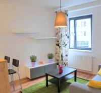 MODERNÝ 2i byt, NOVOSTAVBA, CENTRUM, Suché Mýto, Staré Mesto - Obývačka v 2-izbovom byte s gaučom, stolíkom, dekoráciami a oknom.