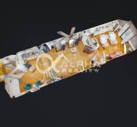 Prenájom priestorov, centrum, Spišská Nová Ves - Interiér kancelárie s vybavením, podlaha s dreveným dekorom, detailný 3D plán priestoru.