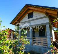 Exkluzívne záhradná chata, sídlisko Tarča, Spišská Nová Ves - Chata v Spišskej Novej Vsi, obklopená zeleňou a rastlinami, s drevenou strechou.