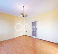 Exkluzívne 2i byt, centrum, Spišská Nová Ves - Priestranná miestnosť v 2-izbovom byte s podlahou s dreveným dekorom a závesmi.