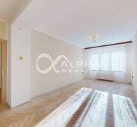 Exkluzívne 2i byt, centrum, Spišská Nová Ves - Obývacia izba s podlahou s dreveným dekorom v 2-izbovom byte, veľké okno, vstupné dvere.