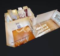 Exkluzívne 2i byt, centrum, Spišská Nová Ves - Izometrický pohľad na 2-izbový byt s podlahou s dreveným dekorom.