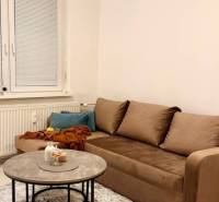 Vám ponúka garsonku vo VYHĽADÁVANEJ lokalite m - Svetlá izba Rekreačného apartmánu s pohovkou, oknom a stolíkom na podlahe s dreveným dekorom.