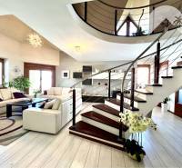 Ponúka na PREDAJ zrekonštruovaný 5 izbový podpi - Interiér Rodinného domu so schodiskom, pohodlným sedením a dekoratívnymi rastlinami.