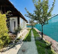 Vám ponuka na predaj útulný 3-izbový rodinný d - Záber na vstup do rodinného domu vo Veľkom Mederi, s chodníkom a zeleňou.