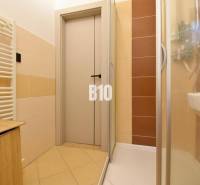 Veľkometrážny 3 izbový byt s garážou - Kúpeľňa so sprchovým kútom, umývadlom a rebríkovým radiátorom v 3-izbovom byte.