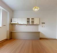 Veľký priestranný pozemok o rozlohe 7445 m2, Jelka  - Kuchyňa v rodinnom dome s jednoduchou linkou a svietidlom.