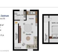 NOVOSTAVBA | 2i Mezonet + 1i štúdio s terasou a parkingom v CENTRE PO - Pôdorys dvojpodlažného mezonetu na ulici Jarková v Prešove s terasou a parkovaním.