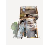 Skrytý raj v srdci prírody - 3D pôdorys interiéru rodinného domu s nábytkom a stromom v Demandiciach.