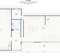 Skrytý raj v srdci prírody - Pôdorys rodinného domu v Demandiciach s označením miestností a rozmermi.