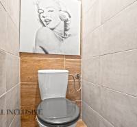 NA PREDAJ 3-IZBOVÝ BYT S PIVNICOU, SENEC - Toaleta v 3-izbovom byte s podlahou s dreveným dekorom a nástennou fotografiou.