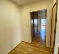 Pekný 3 izbový byt s lodžiou, ulica Nad Lúčkami, BA IV. Karlova Ves - Chodba v 3-izbovom byte s podlahou s dreveným dekorom a vstavanými skriňami.