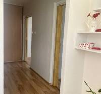 Pekný 3 izbový byt s lodžiou, ulica Nad Lúčkami, BA IV. Karlova Ves - Chodba v 3-izbovom byte s podlahou s dreveným dekorom a bielou stenou.