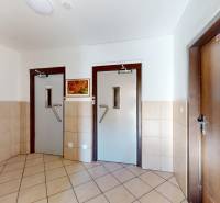 ZREKONŠTRUOVANÝ 3-IZBOVÝ BYT (74 m2) S BALKÓNOM, PIVNICOU, 2 x WC - Chodba s viacerými dverami a obrazom v 3-izbovom byte, dlažba na podlahe.