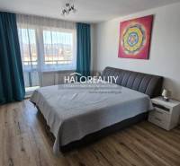 Predaj, dvojizbový byt Zvolen, kompletná rekonštrukc... - Spálňa v 2-izbovom byte s podlahou s dreveným dekorom a umením na stene.