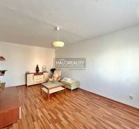 Predaj, trojizbový byt Levice, Rybníky III, po rekon... - Obývačka v 3-izbovom byte s podlahou s dreveným dekorom, minimalizmus, svetlé steny, nábytok.