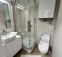PREDAJ: 2 izbový tehlový byt-komplet.rek. - KOMÁRNO - Kúpeľňa v 2-izbovom byte s moderným sprchovým kútom a umývadlom.