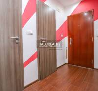 REZERVOVANÉ - Predaj, trojizbový byt Považská Bystri... - Predsieň v 3-izbovom byte s podlahou s dreveným dekorom a farebnou stenou.