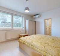 Veľkorysý 5-izbový byt v obľúbenej lokalite - Staré Grunty - Svetlá spálňa s posteľou, písacím stolom a kúpeľňou v 5 a viac izbovom byte.