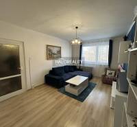 Predaj, dvojizbový byt Spišská Nová Ves, Tarča - ZNÍ... - Obývacia izba v 2-izbovom byte s podlahou s dreveným dekorom a pohodlnou sedačkou.