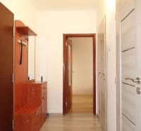 PREDAJ- 3-iz. byt, Homolova - Dúbravka, 67 m2, 11./12. posch., lodžia - Chodba v 3-izbovom byte s podlahou s dreveným dekorom a nábytkom svetlých farieb.