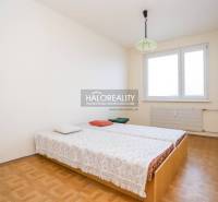 Predaj, trojizbový byt Považská Bystrica, Rozkvet - ... - Spálňa v 3-izbovom byte s podlahou s dreveným dekorom, posteľou pri okne.