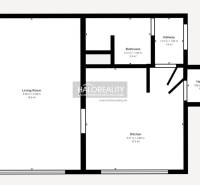 Predaj, jednoizbový byt Lučenec - EXKLUZÍVNE HALO RE... - Pôdorys 1-izbového bytu s obývacou izbou, kuchyňou a kúpeľňou.