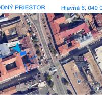 PRENÁJOM Obchodné a kancelárske priestory v centre Košíc, Hlavná - Letecký pohľad na obchodné priestory na Hlavnej ulici, Košice - mestská časť Staré Mesto.