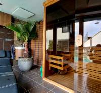 NADŠTANDARDNÝ 5 izbový dom Jánošíkova / Piešťany - Izba s čiernym ležadlom, saunou a palmou, na ulici Jánošíkova a Rodinný dom.