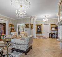 Exkluzívna honosná kúria | 3 ha pozemok | Dunakiliti - HU - Luxusný salón s krbom, sedacou súpravou a podlahou s dreveným dekorom.