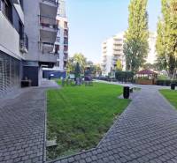 SLNEČNÝ KOMPLETNE ZARIADENÝ 2 IZB. BYT PRI ŠTRKOVECKOM JAZERE.  - Pohľad na obytnú zónu s chodníkom a zelenými trávnikmi v Bratislave na Drieňovej.