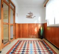 RODINNÝ DOM s garážou na PREDAJ - Dubnica nad Váhom - až 758m²  - Interiér rodinného domu s dreveným dekorom a farebnou dlažbou, ozdobené rastlinou.