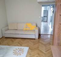 Prenajmem 3 izbový byt v Nových Zámkoch - Obývacia izba v 3-izbovom byte s podlahou s dreveným dekorom a svetlou sedačkou.