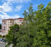 PRENÁJOM 2-izbový byt s loggiou ul. 29. augusta Poprad - Bytový dom obklopený stromami a parkoviskom na ulici 29. augusta v Poprade.