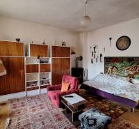 Hľadáte bývanie alebo investičnú príležitosť  - Obývačka v rodinnom dome s kobercom, pohovkou a policovým úložným systémom.