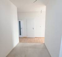 REZERVOVANÉ! Posledná novostavba 4-izbového dvojdomu v štandarde - Chodba v rodinnom dome s dvomi bielymi dverami a podlahou s dreveným dekorom.