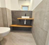 VEĽKORYSO RIEŠENÝ 4 izbový RD-128 m2 S TEP. ČERPADLOM, POZEMOK 405 m2 - Kúpeľňa v rodinnom dome s umývadlom a toaletou, dlažba s prírodným vzorom.