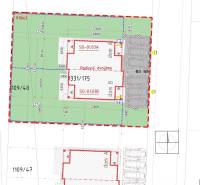 VEĽKORYSO RIEŠENÝ 4 izbový RD-128 m2 S TEP. ČERPADLOM, POZEMOK 405 m2 - Pôdorys dvojdomu s určením parcely a rozmermi v Zálesí.