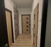  Na predaj  3i byt s vlastnou garážou neďaleko Šale - Chodba so svetlou podlahou a drevenými dverami v 3-izbovom byte.