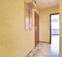 BAKOŠOVA, 1-i byt, 43 m2 – nerušený VÝHĽAD NA KARPATY - Chodba so žltými stenami a vešiakom, vedúca k miestnosti v 1-izbovom byte.