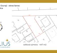 IVANKA PRI DUNAJI, stavebný pozemok 447 m2 s vydaným SP, pôvodná časť - Plán pozemku na predaj v Ivanke pri Dunaji, Sadová ulica, s celkovou výmerou 447 m².