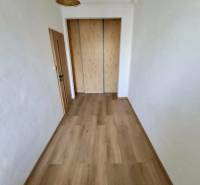 Prenájom 4 izbový byt, Čsl. Parašutistov, Bratislava III. Nové Mesto - Chodba v 4-izbovom byte s podlahou s dreveným dekorom a vstavanou skriňou.