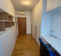 3i byt staršia novostavba, garáž, pivnica, Staré Mesto - Pracovňa s bielym nábytkom, vstavanými skriňami a podlahou s dreveným dekorom v 3-izbovom byte.