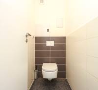 3i byt + záhradka 94m2 + parking, Vinohrady, Trenčín - Kúpeľňa s toaletou v 3-izbovom byte, svetlé obkladačky a tmavá podlaha.